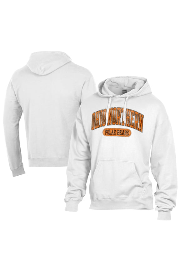 Men's Comfort Wash  White Ohio Northern Polar Bears Lightweight Fleece Pullover Hoodie