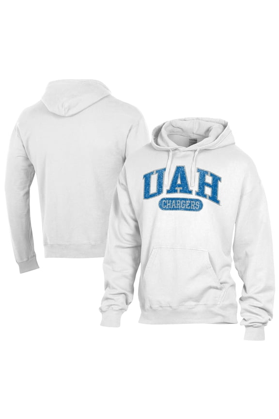 Men's Comfort Wash White UAH Chargers Lightweight Fleece Pullover Hoodie