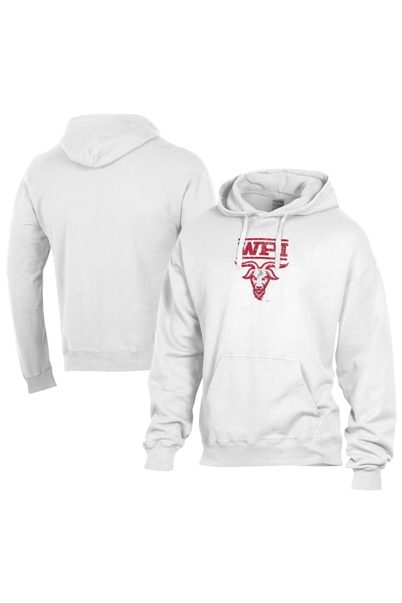 Men's Comfort Wash White Worcester Polytechnic Institute Engineers Lightweight Fleece Pullover Hoodie