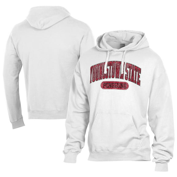Men's Comfort Wash  White Youngstown State Penguins Lightweight Fleece Pullover Hoodie