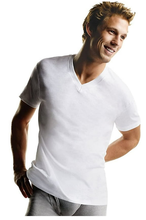 Men's ComfortSoft White V-Neck T-Shirt 6 + 3 Free Bonus Pack