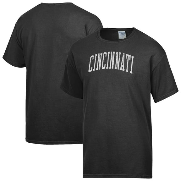 Men's-ComfortWash  Black Cincinnati Bearcats Distressed Arch T-Shirt