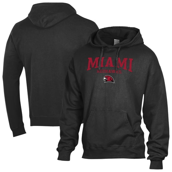 Men's ComfortWash Black Miami University RedHawks Fleece Hoodie