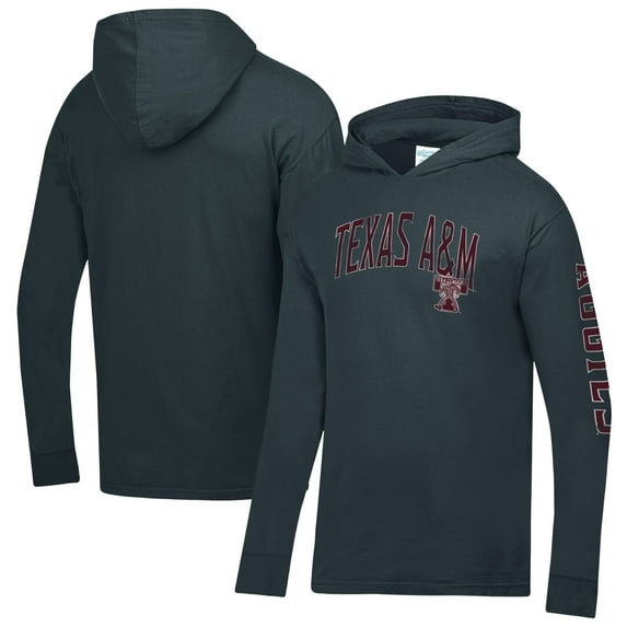 Men's ComfortWash Charcoal Texas A&M Aggies Long Sleeve Hooded T-Shirt