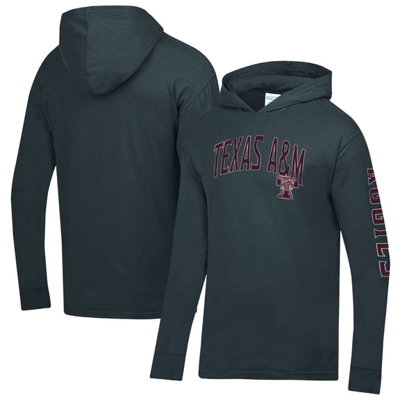 Men's ComfortWash Charcoal Texas A&M Aggies Long Sleeve Hooded T-Shirt