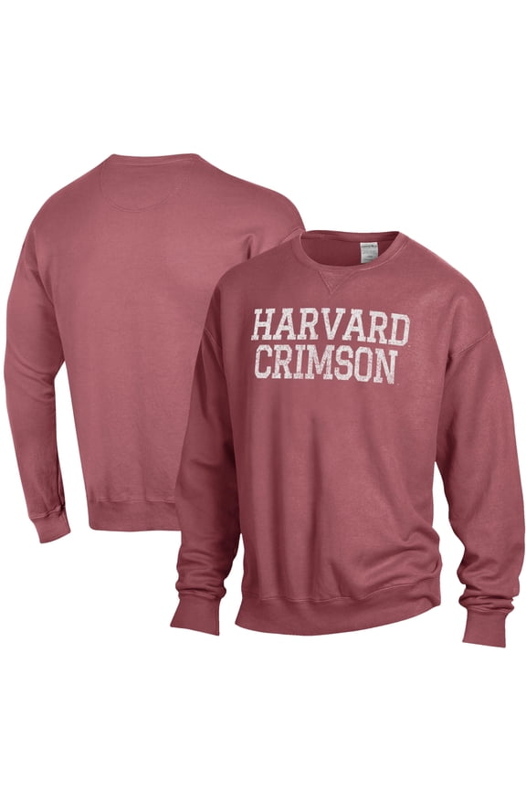 Men's ComfortWash Crimson Harvard Crimson Stack Garment Dyed Crewneck Pullover Sweatshirt