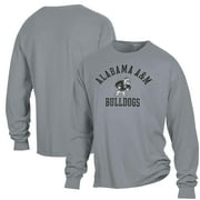 Men's ComfortWash Gray Alabama A&M Bulldogs Arch Logo Garment Dyed Long Sleeve T-Shirt