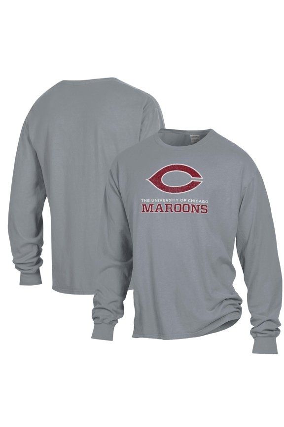 Men's ComfortWash Gray Chicago Maroons Garment Dyed Long Sleeve T-Shirt