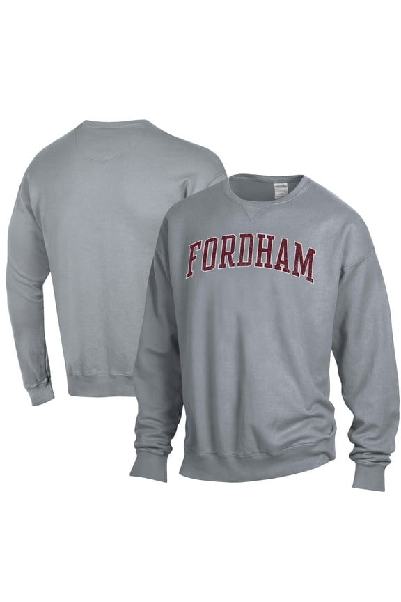 Men's ComfortWash Gray Fordham Rams Garment Dyed Fleece Crewneck Pullover Sweatshirt