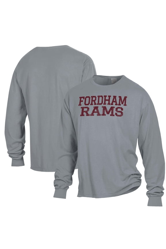 Men's ComfortWash Gray Fordham Rams Garment Dyed Long Sleeve T-Shirt