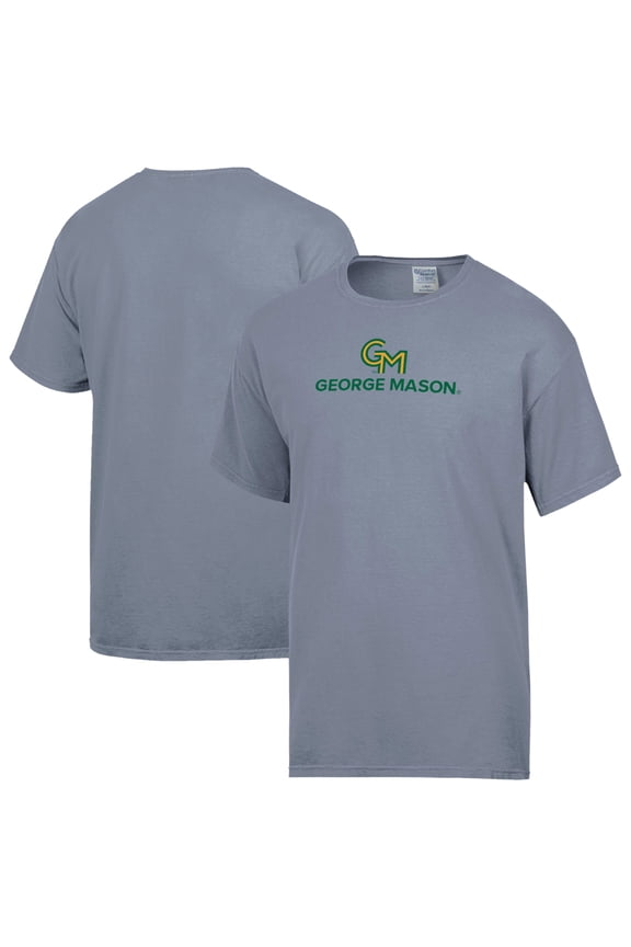 Men's ComfortWash Gray George Mason Patriots Logo Over Stacked T-Shirt