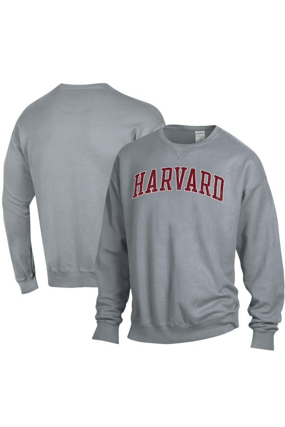 Men's ComfortWash Gray Harvard Crimson Garment Dyed Pullover Sweatshirt