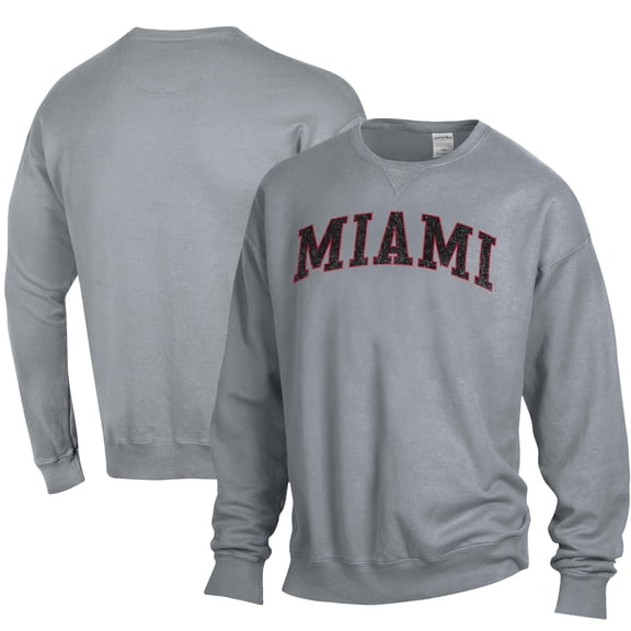 Men's ComfortWash Gray Miami University RedHawks Garment Dyed Pullover Sweatshirt
