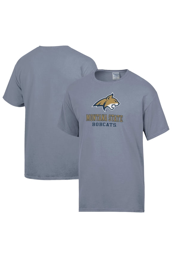 Men's ComfortWash Gray Montana State Bobcats Logo Over Stacked T-Shirt