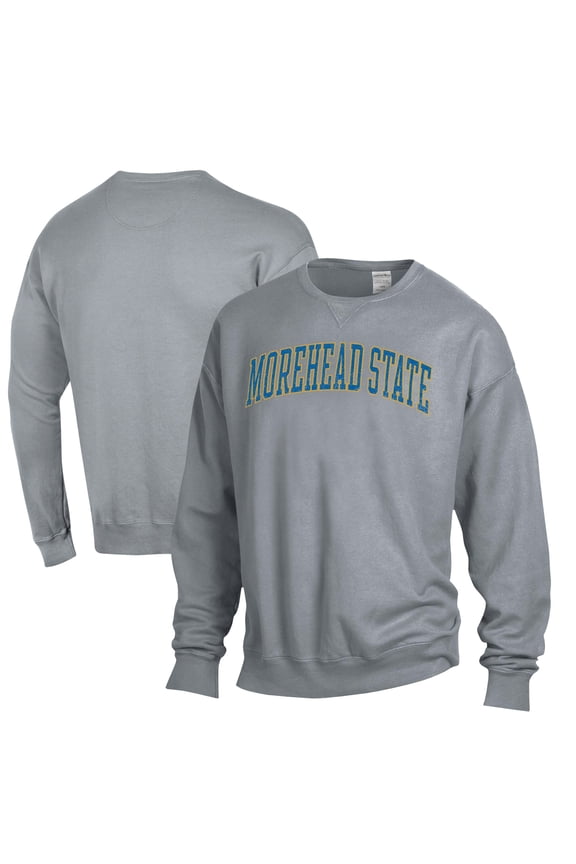 Men's ComfortWash Gray Morehead State Eagles Garment Dyed Fleece Crewneck Pullover Sweatshirt