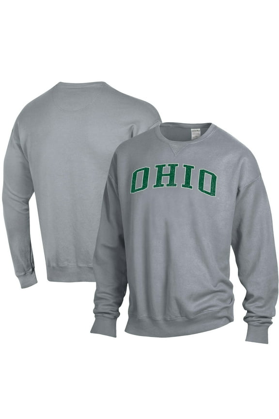 Men's ComfortWash Gray Ohio Bobcats Garment Dyed Pullover Sweatshirt