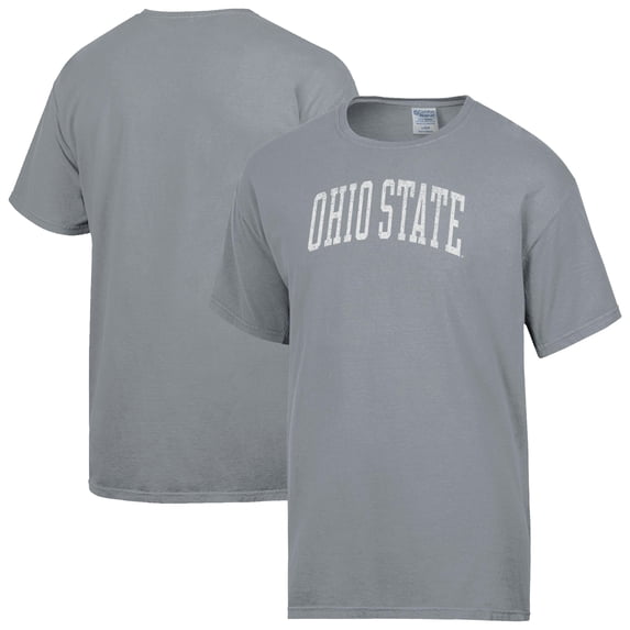Men's-ComfortWash Gray Ohio State Buckeyes Distressed Arch T-Shirt