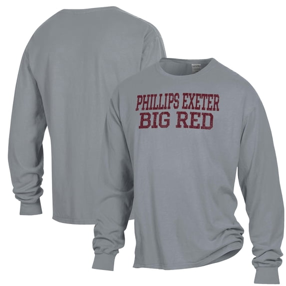 Men's ComfortWash Gray Phillips Exeter Academy Big Red Stack Garment Dyed Long Sleeve T-Shirt