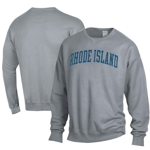 Men's ComfortWash Gray Rhode Island Rams Garment Dyed Fleece Crewneck Pullover Sweatshirt