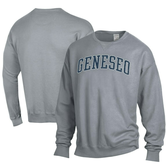 Men's ComfortWash Gray SUNY Geneseo Knights Garment Dyed Fleece Crewneck Pullover Sweatshirt