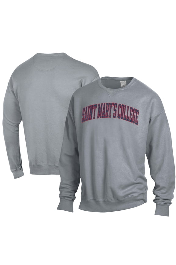 Men's ComfortWash Gray Saint Mary's Gaels Garment Dyed Fleece Crewneck Pullover Sweatshirt