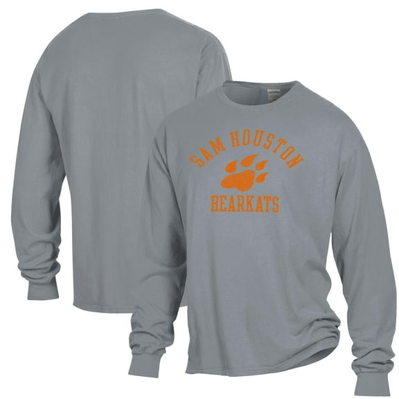 Men's ComfortWash Gray Sam Houston State Bearkats Arch Logo Garment Dyed Long Sleeve T-Shirt