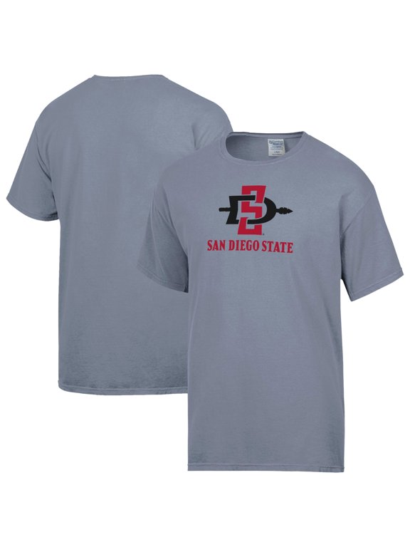 Men's ComfortWash Gray San Diego State Aztecs Logo Over Stacked T-Shirt