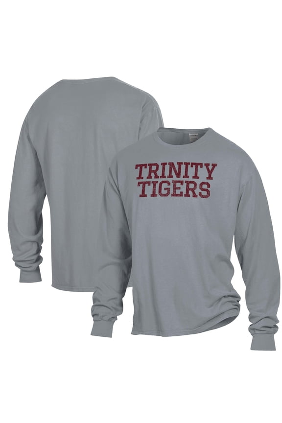 Men's ComfortWash Gray Trinity Tigers Stack Garment Dyed Long Sleeve T-Shirt