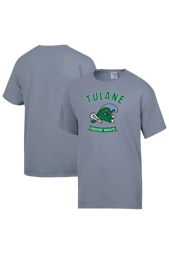 Men's ComfortWash Gray Tulane Green Wave Banner T-Shirt