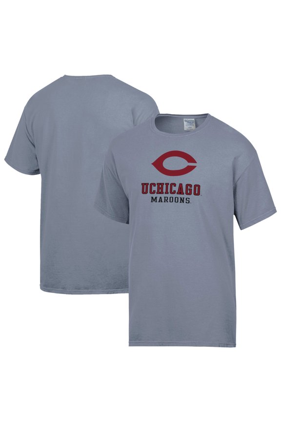 Men's ComfortWash Gray UChicago Maroons Logo Over Stacked T-Shirt