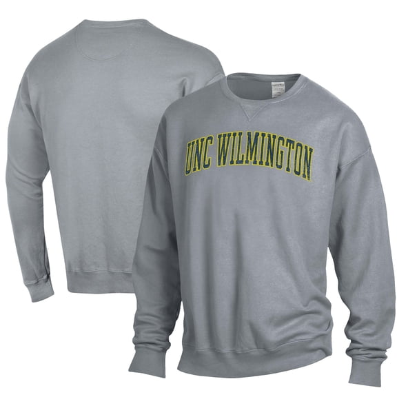 Men's ComfortWash Gray UNC Wilmington Seahawks Garment Dyed Fleece Crewneck Pullover Sweatshirt
