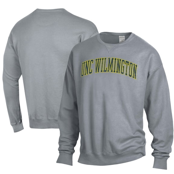 Men's ComfortWash Gray UNC Wilmington Seahawks Garment Dyed Fleece Crewneck Pullover Sweatshirt