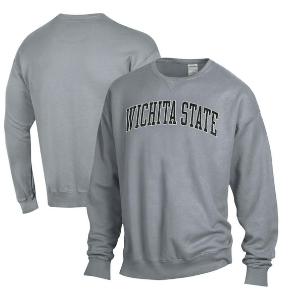Men's ComfortWash Gray Wichita State Shockers Fleece Crewneck Pullover Sweatshirt