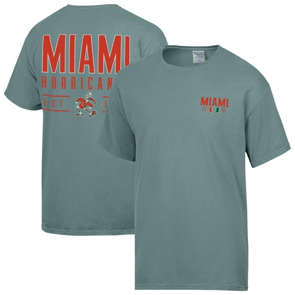 Men's ComfortWash  Green Miami Hurricanes Big Name T-Shirt
