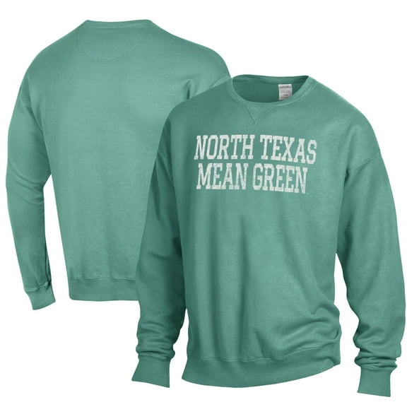 Men's ComfortWash Green North Texas Mean Green Garment Dyed Fleece Crewneck Pullover Sweatshirt