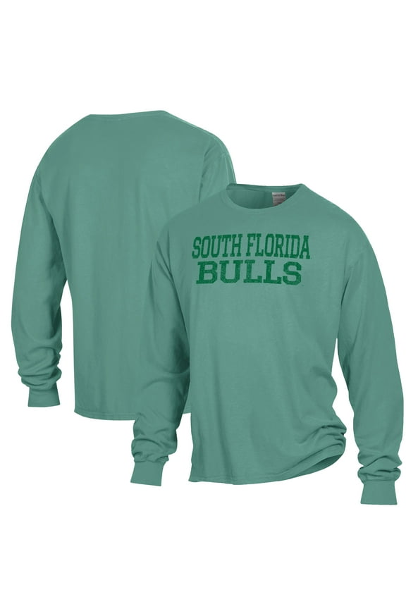 Men's ComfortWash Green South Florida Bulls Garment Dyed Long Sleeve T-Shirt