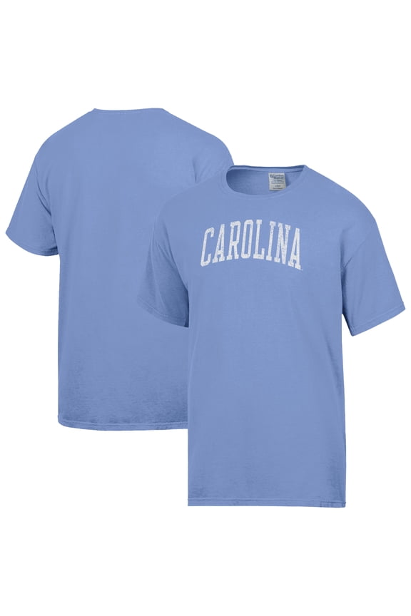 Men's-ComfortWash Light Blue North Carolina Tar Heels Distressed Arch T-Shirt
