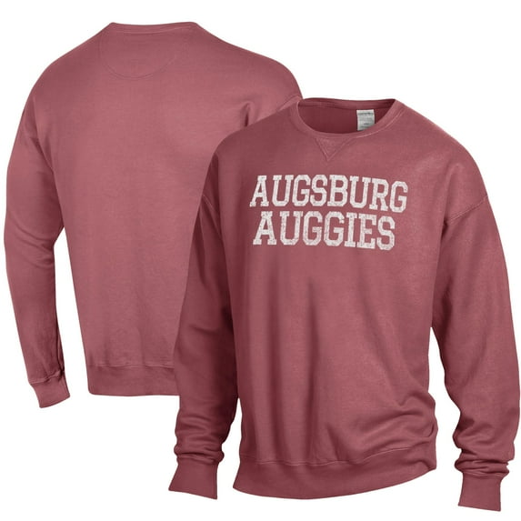 Men's ComfortWash Maroon Augsburg University Stack Garment Dyed Crewneck Pullover Sweatshirt