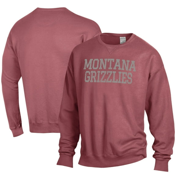 Men's ComfortWash Maroon Montana Grizzlies Stack Garment Dyed Crewneck Pullover Sweatshirt