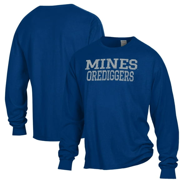 Men's ComfortWash Navy Colorado School of Mines Orediggers Garment Dyed Long Sleeve T-Shirt
