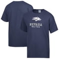 thumbnail image 1 of Men's ComfortWash Navy Nevada Wolf Pack Logo Over Stacked T-Shirt, 1 of 3