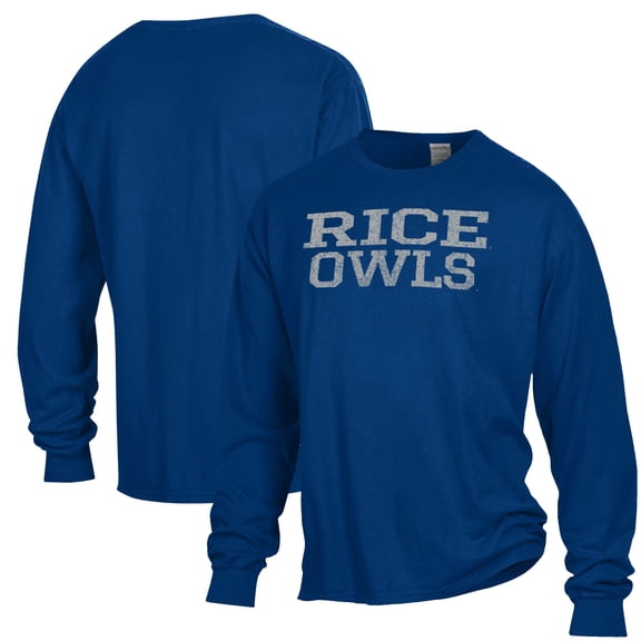 Men's ComfortWash Navy Rice Owls Stack Garment Dyed Long Sleeve T-Shirt