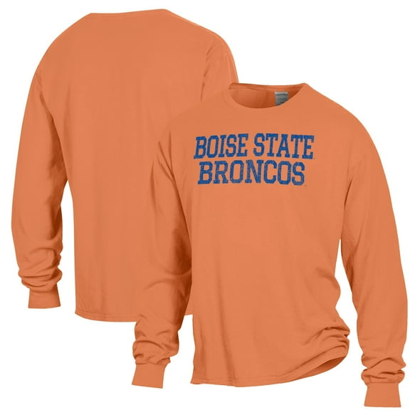 Men's ComfortWash Orange Boise State Broncos Stack Garment Dyed Long Sleeve T-Shirt
