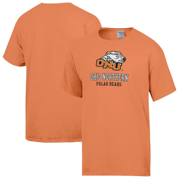Men's ComfortWash Orange Ohio Northern Polar Bears Logo Over Stacked T-Shirt