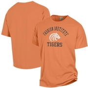Men's ComfortWash Orange SUNY Fashion Institute of Technology Tigers Arch Logo Garment Dyed T-Shirt