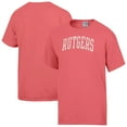 thumbnail image 1 of Men's-ComfortWash  Pink Rutgers Scarlet Knights Distressed Arch T-Shirt, 1 of 3
