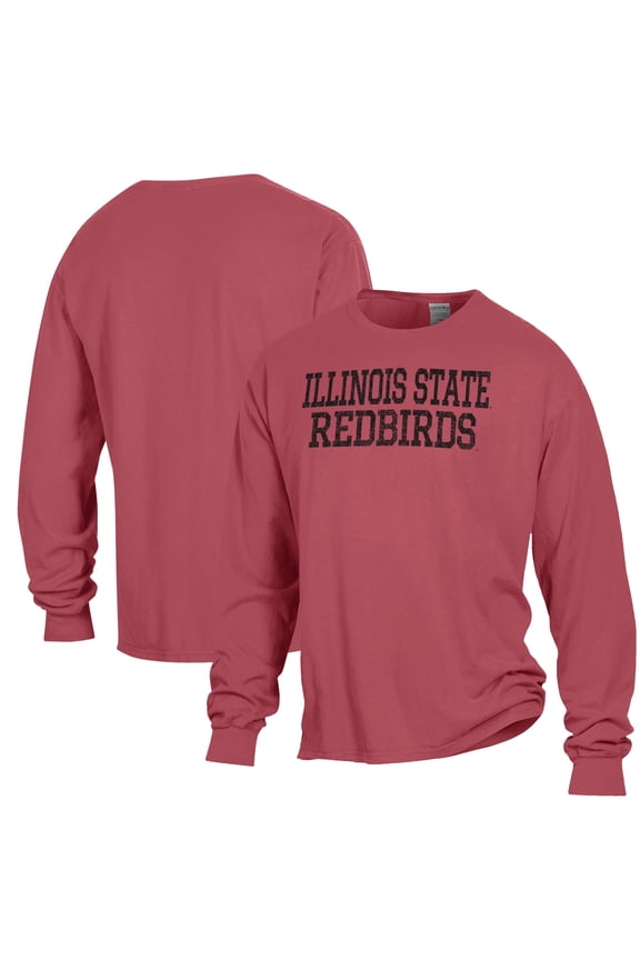 Men's ComfortWash Red Illinois State Redbirds Stack Garment Dyed Long Sleeve T-Shirt