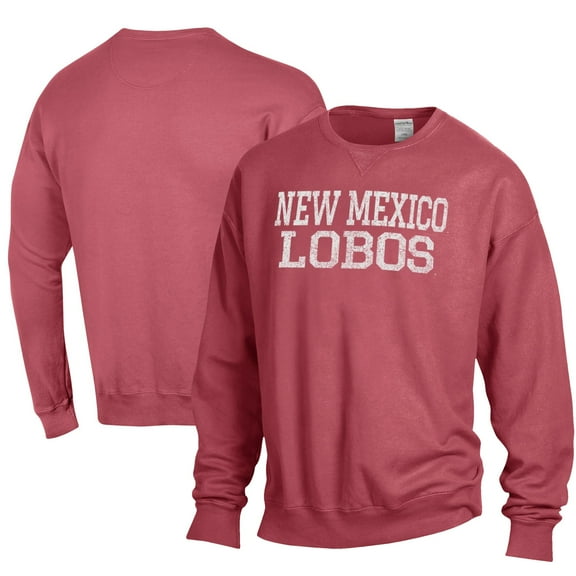 Men's ComfortWash Red New Mexico Lobos Garment Dyed Fleece Crewneck Pullover Sweatshirt