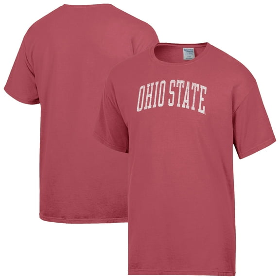 Men's-ComfortWash  Red Ohio State Buckeyes Distressed Arch T-Shirt