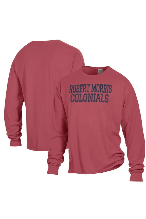 Men's ComfortWash Red Robert Morris Colonials Stack Garment Dyed Long Sleeve T-Shirt